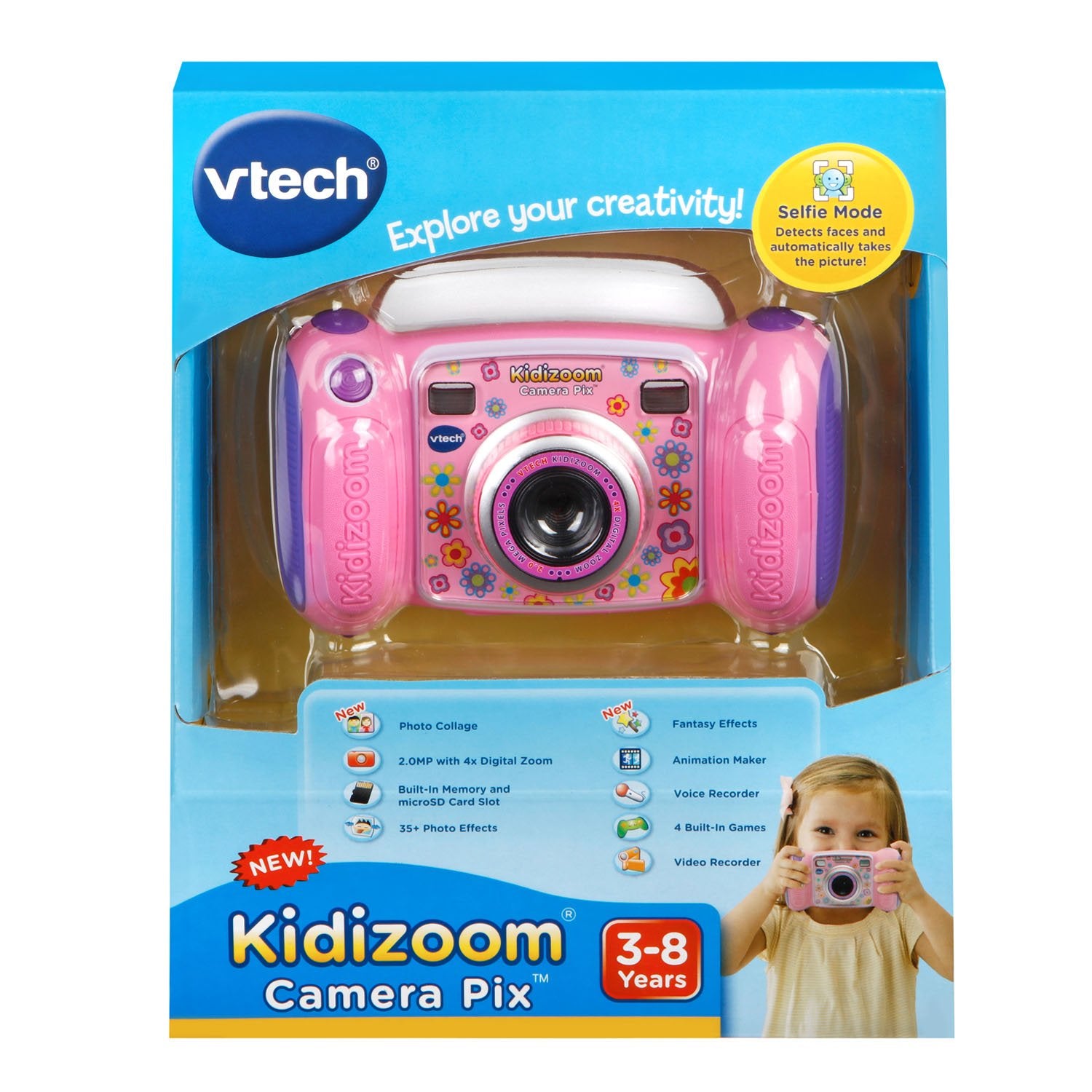 VTech Kidizoom Camera Pix Pink memory slot for extra storage