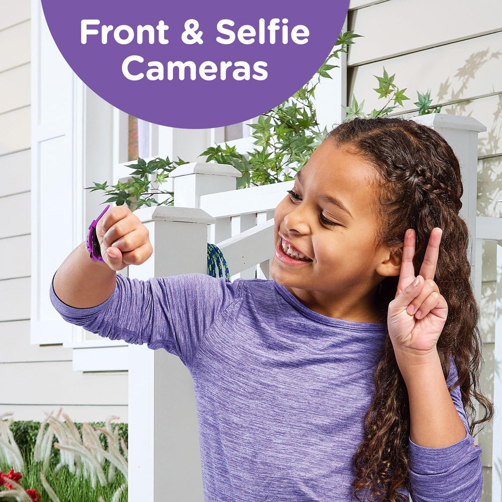 VTech KidiZoom DX4 purple watchband adding trendy kid-friendly style.