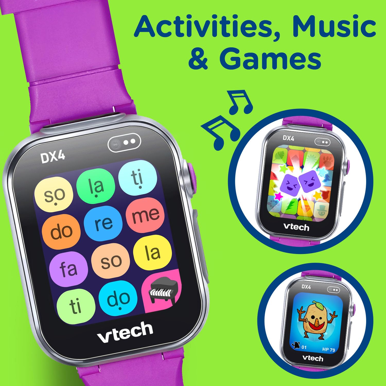 VTech KidiZoom DX4 splash-proof metal body for active kids.