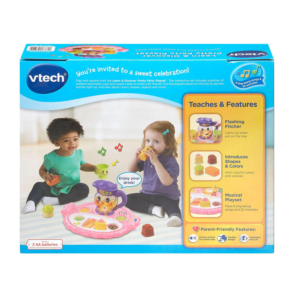 VTech Pretty Party tea set accessories for imaginative early learning play.