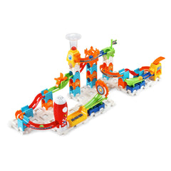 VTech Marble Rush Launchpad fast tracks accelerate marbles for thrilling races.