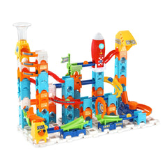 VTech Marble Rush Launchpad rocket ship lights up for an exciting marble launch.