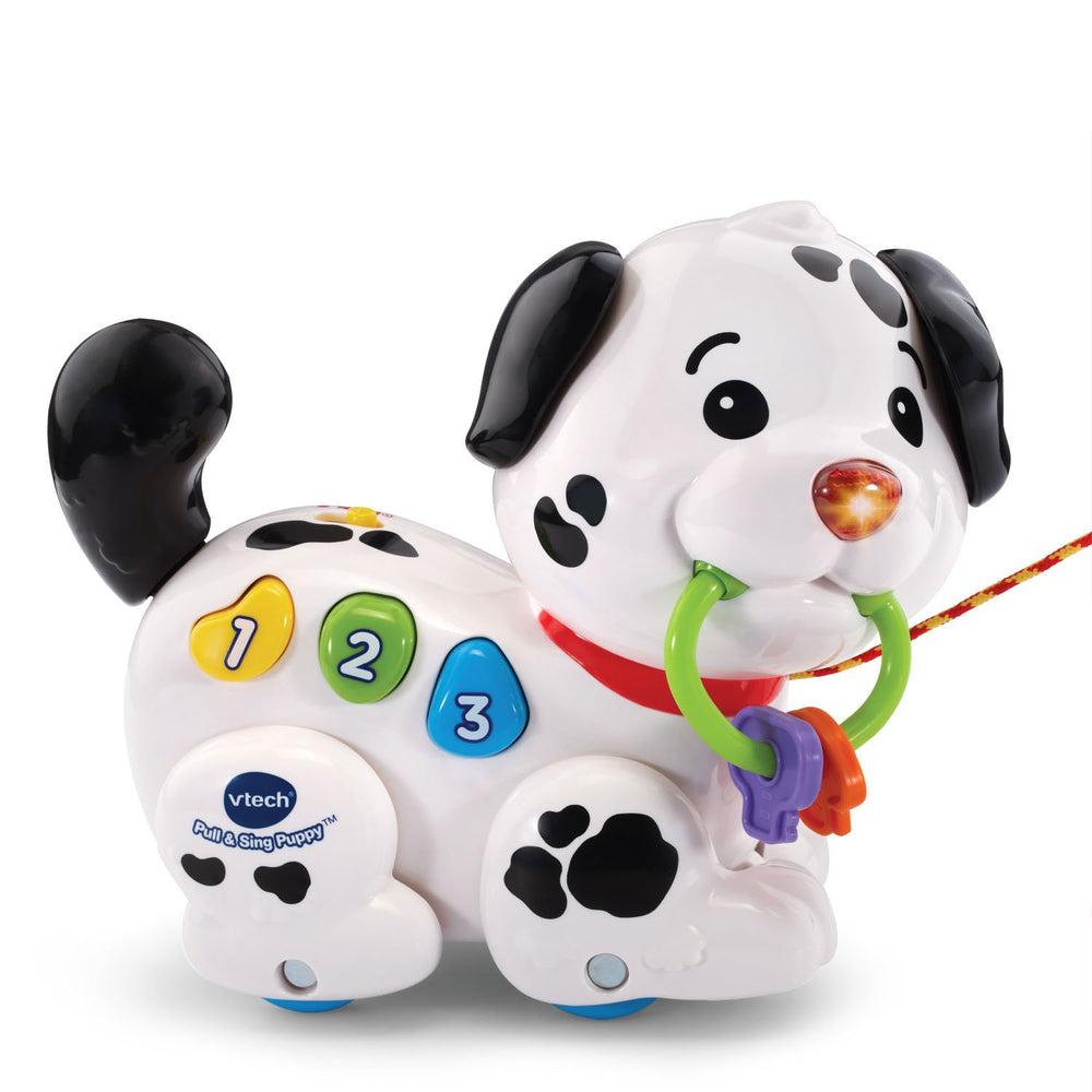 VTech Pull and Sing Puppy ships with demo batteries for quick setup
