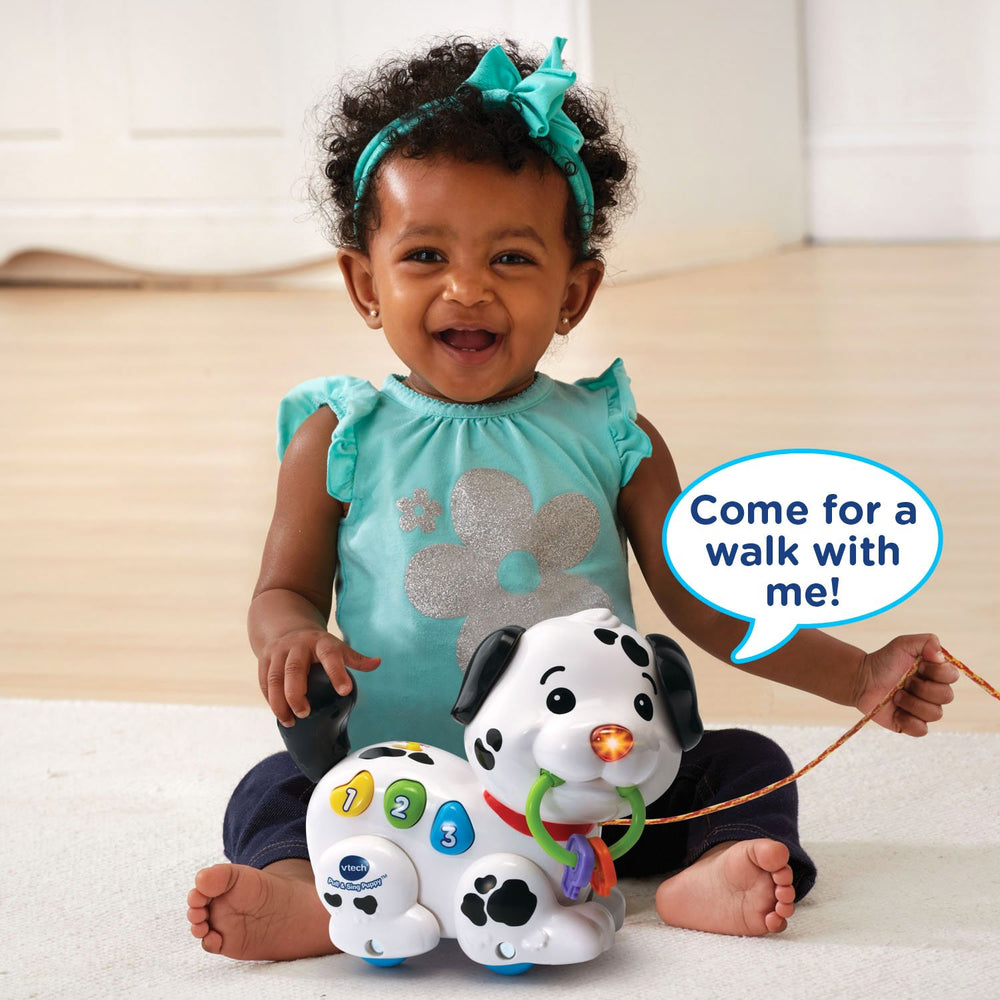 VTech Pull and Sing Puppy colorful buttons teach colors and numbers