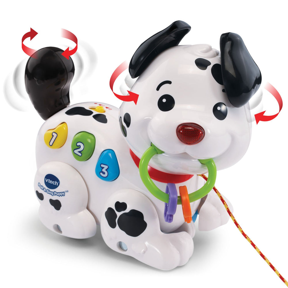 VTech Pull and Sing Puppy nose light flashes to attract little learners