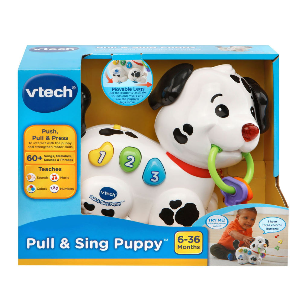 VTech Pull and Sing Puppy lights and rolling action encourage exploration