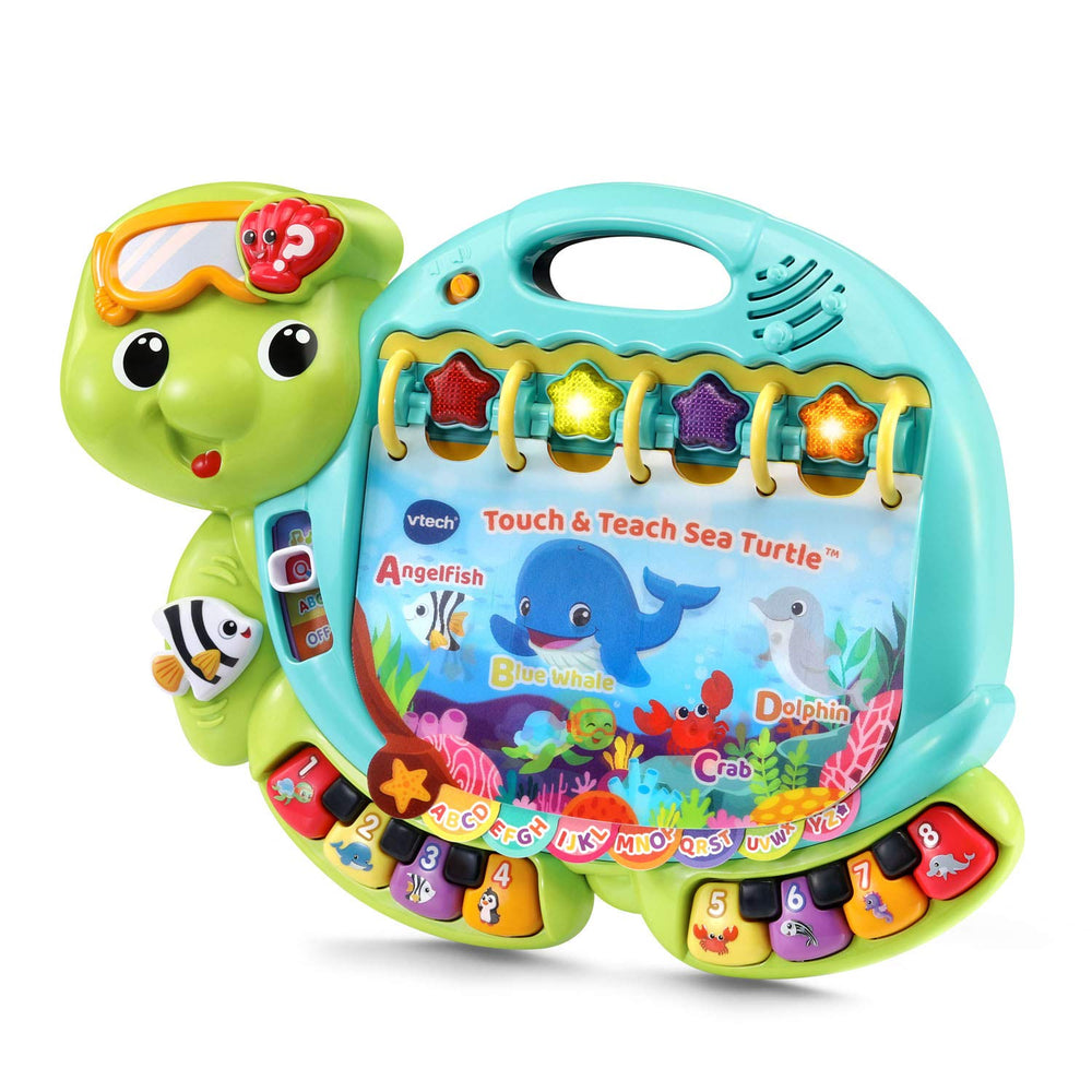 VTech Sea Turtle page with piano buttons activates animal sounds and learnable words