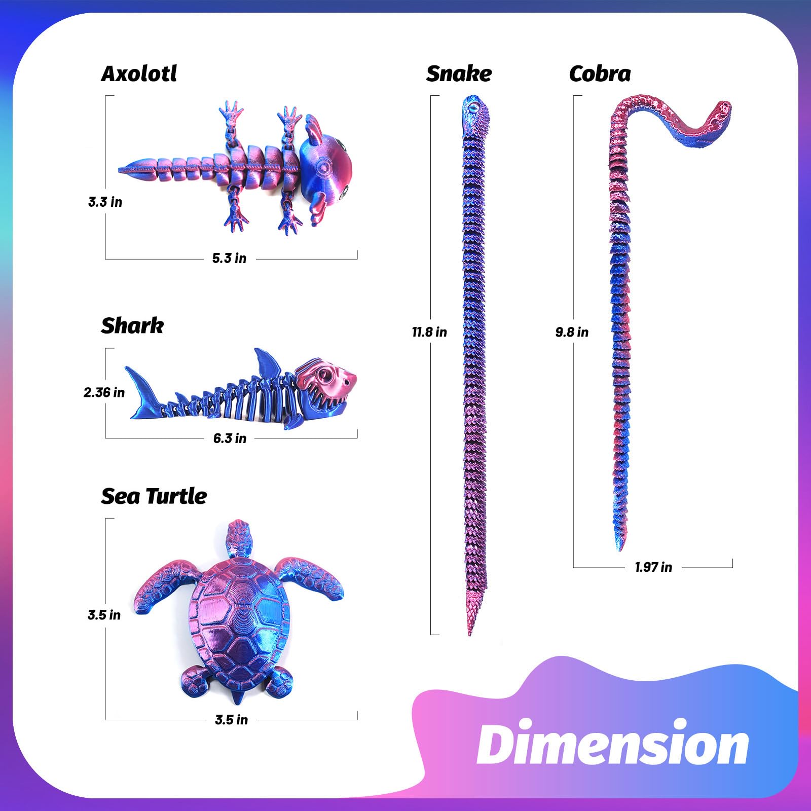 Vuebkkry snake 3D printed toy: flexible joints for posing and play