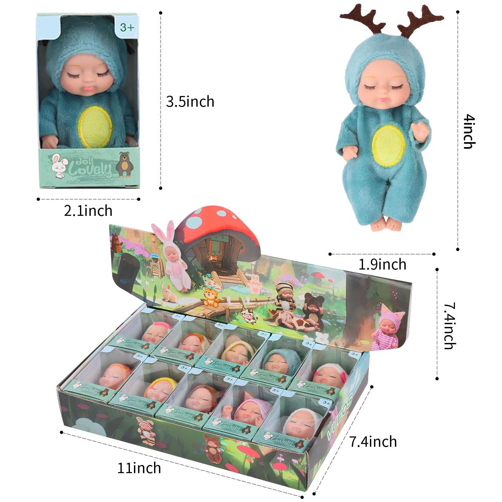 Vueos 4-inch cat outfit mini doll ideal for cuddly creative play.