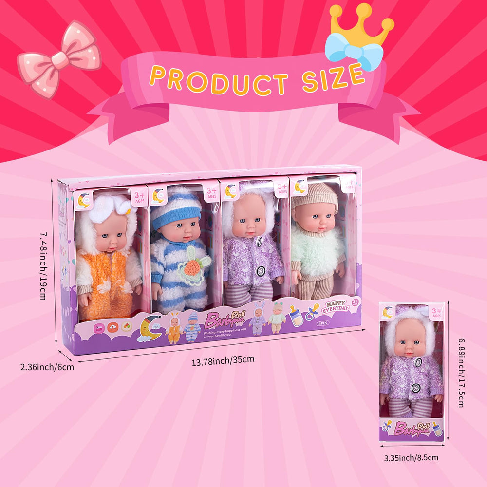 Vueos mini dolls with four outfits encourage imaginative dressing and storytelling.