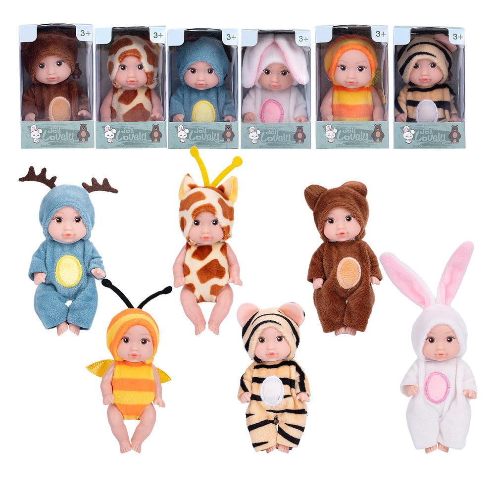 Vueos interchangeable outfits with six dolls fuel creative dress-up.