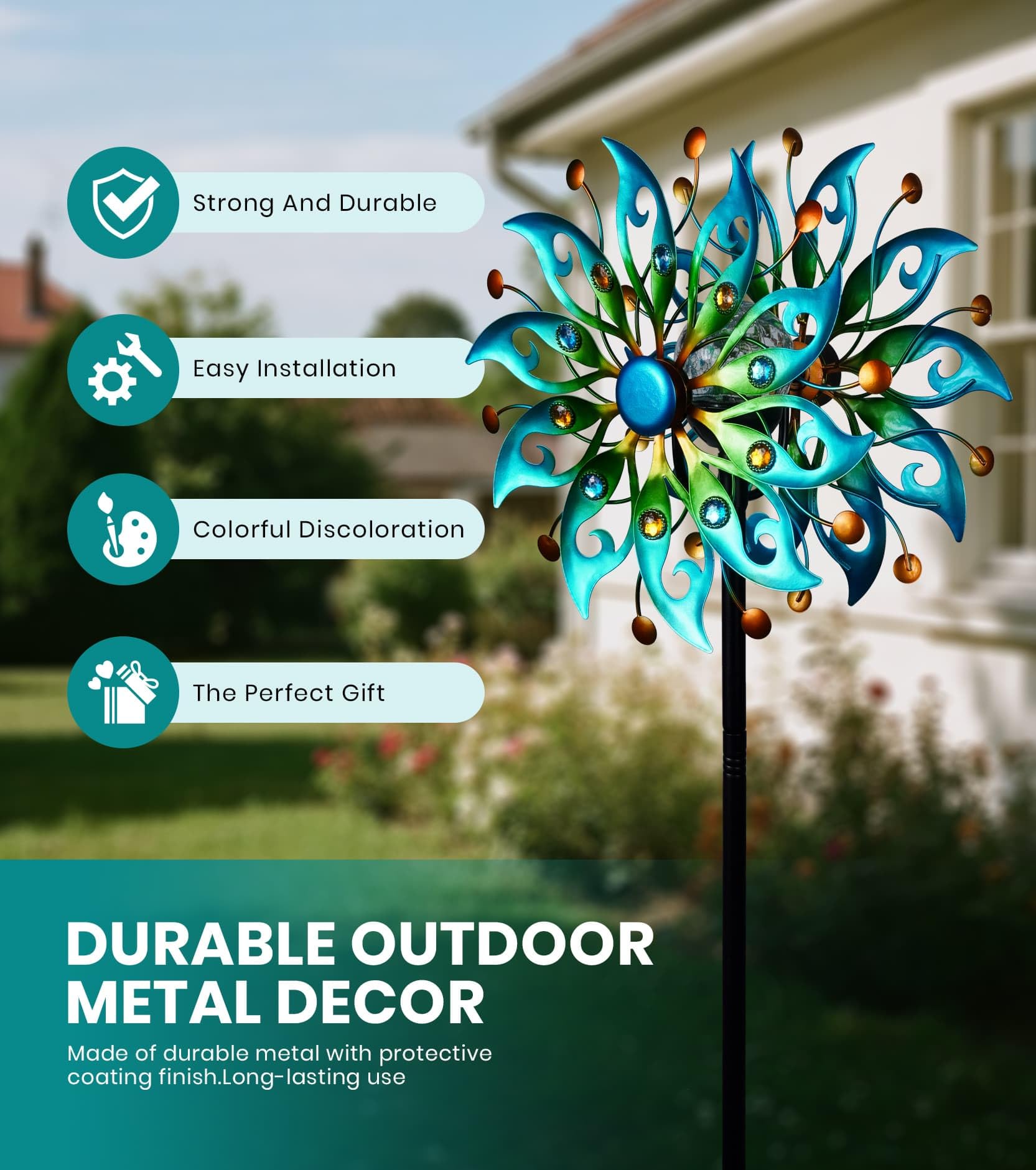 VUFOZ kinetic motion embodies peacock energy for calming garden visuals.