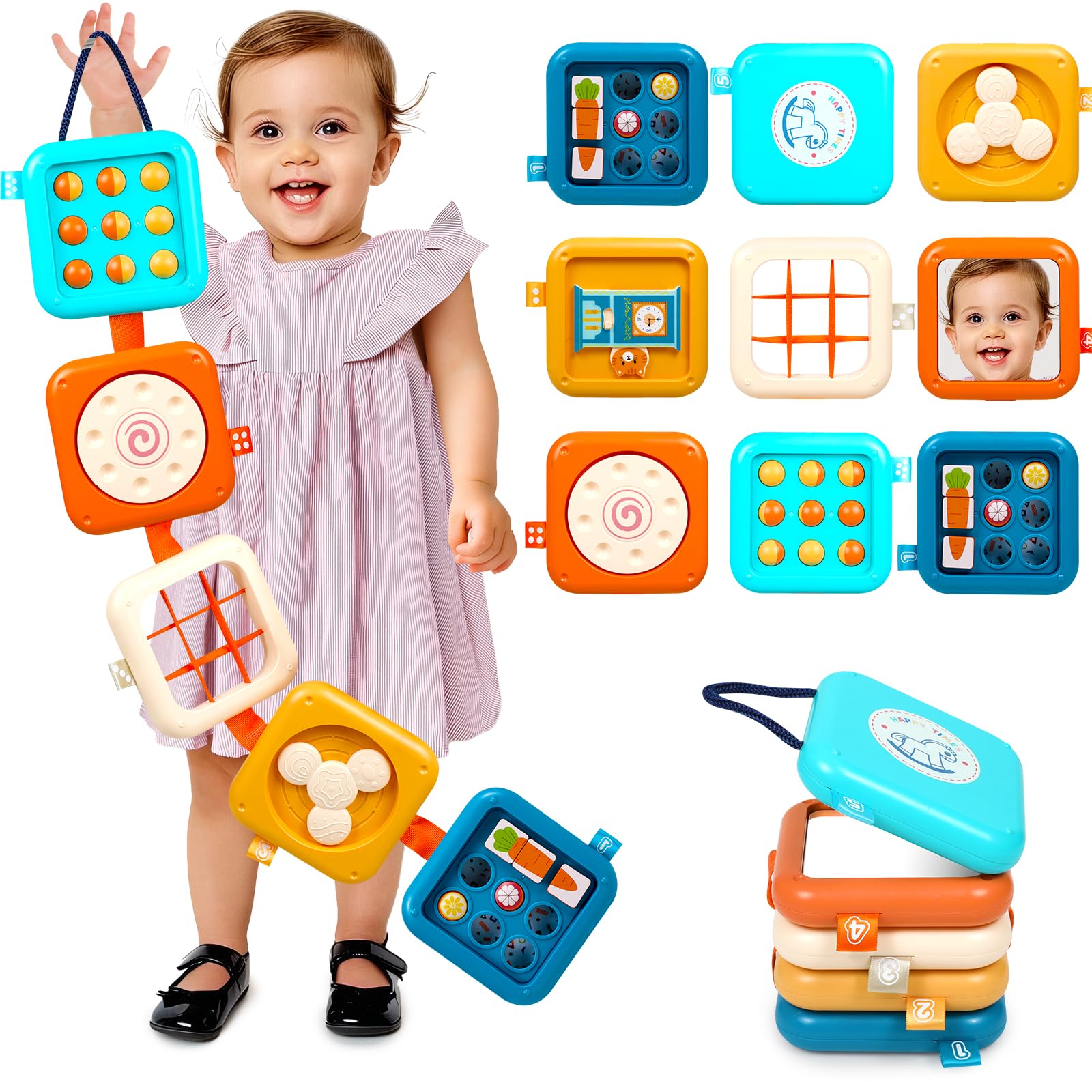 Vunrahsg Busy Board 8-in-1 activities boost fine motor skills during travel.