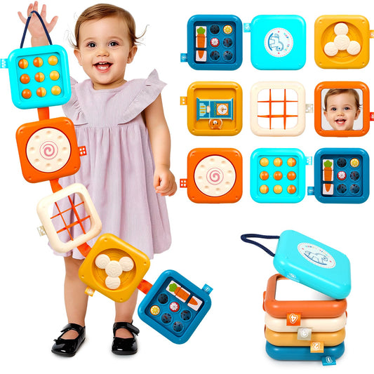 Vunrahsg Busy Board 8-in-1 activities boost fine motor skills during travel.