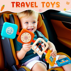 Vunrahsg Busy Board travels easily for on-the-go sensory play.