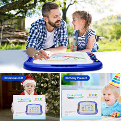 vusum Blue Doodle Board in use during play, demonstrating portable, mess-free creativity