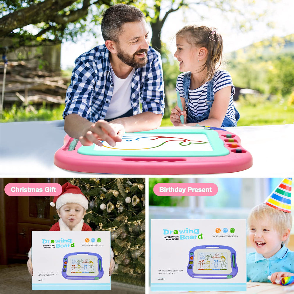 Vusum Kids drawing on Magna Doodle Board at home and in car for on-the-go fun