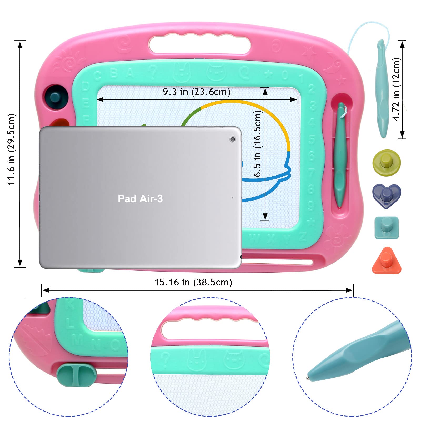 Vusum Magna Doodle Board erase button for quick cleanups and reset