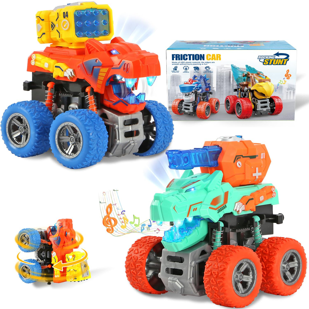 VUSUMOK monster trucks 2-pack front view for engaging indoor play