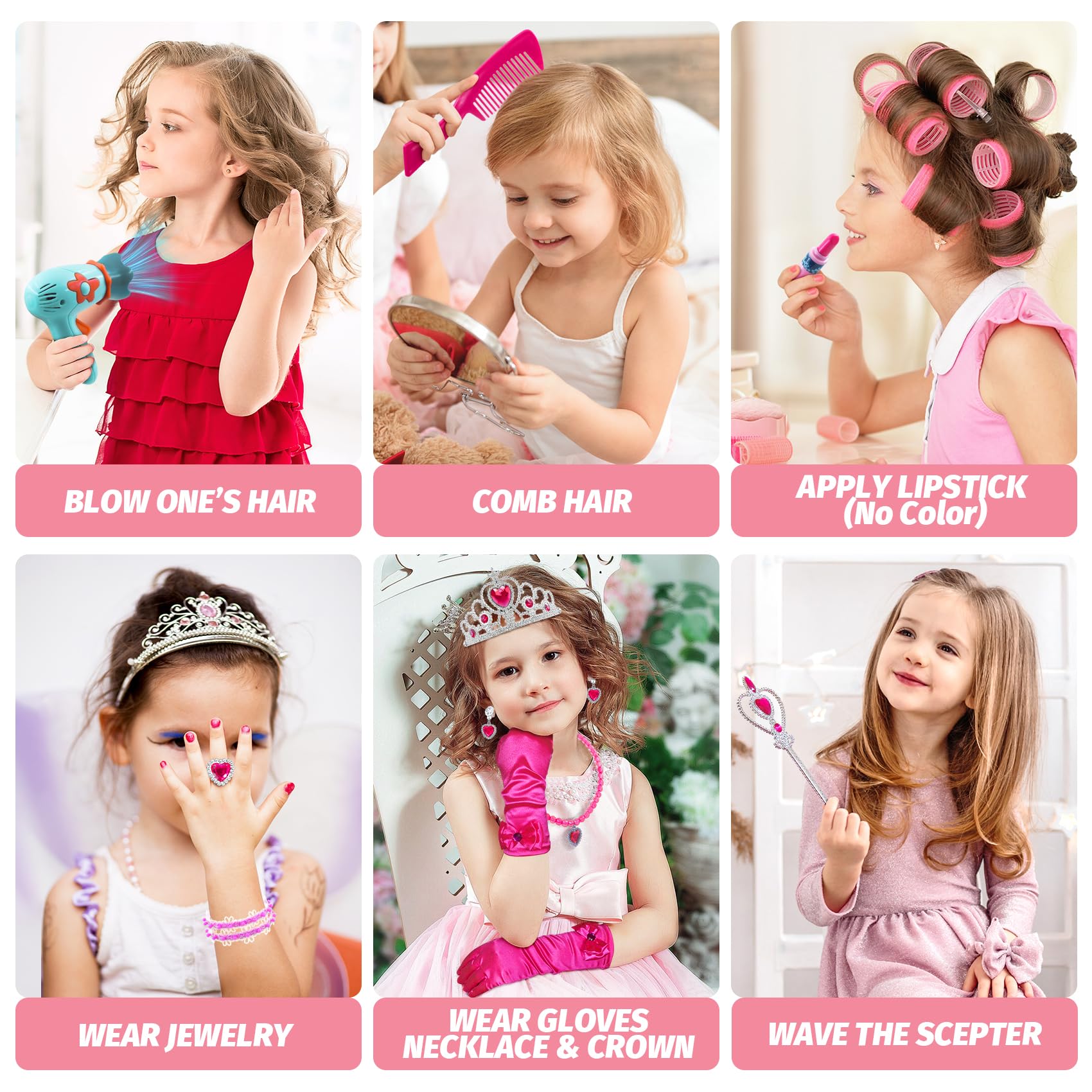 VViN simulated electric hair dryer encourages brushing and pretend drying sessions.