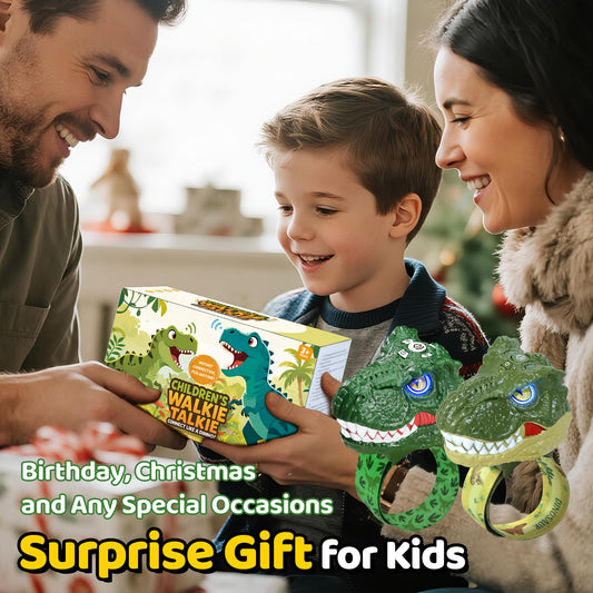 Vvinca dinosaur walkie talkie green side view, durable wrist strap for kids.