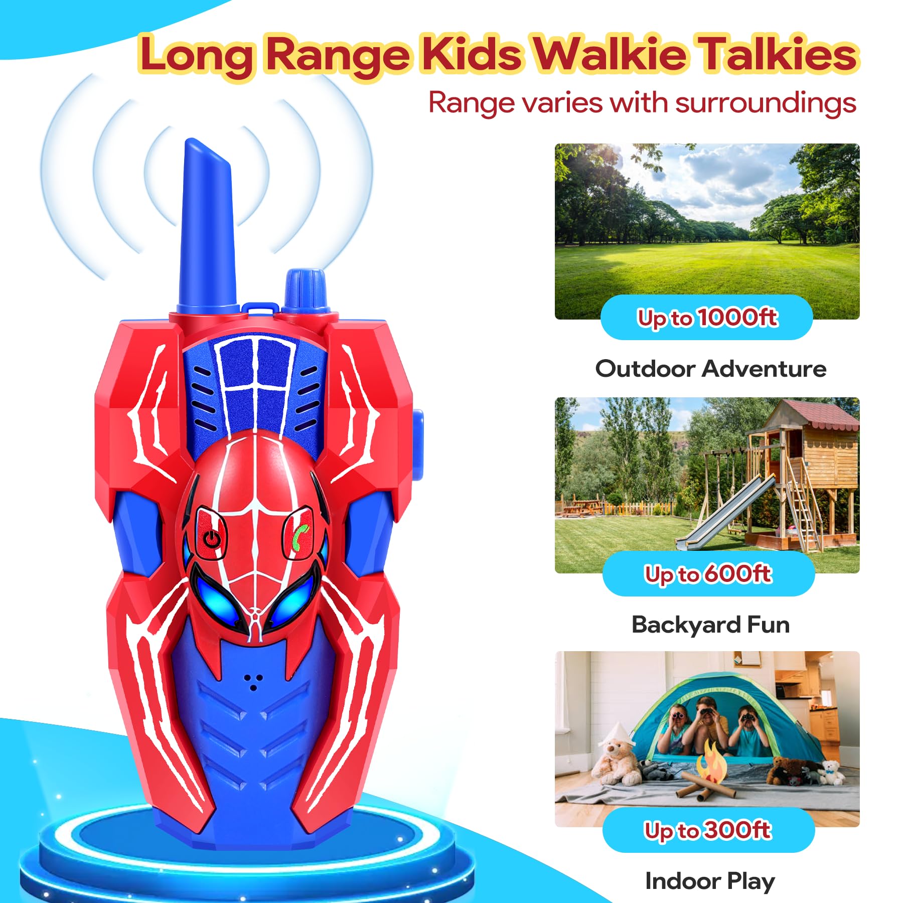 Camping scene with Vvinca Spider Walkie Talkies for family adventures