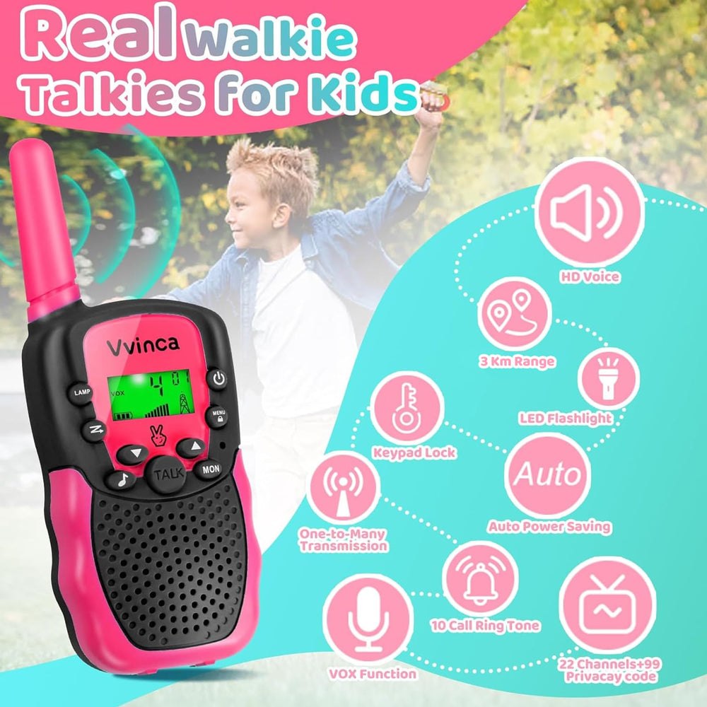 Vvinca kids walkie talkies with simple controls and lightweight design
