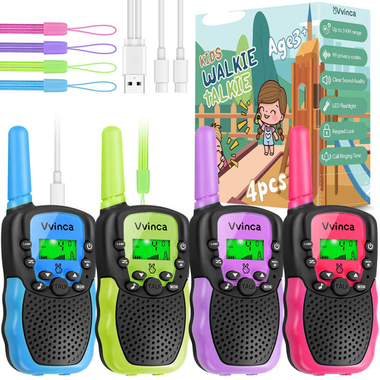 Vvinca walkie talkies kids pack front view for hands-on play