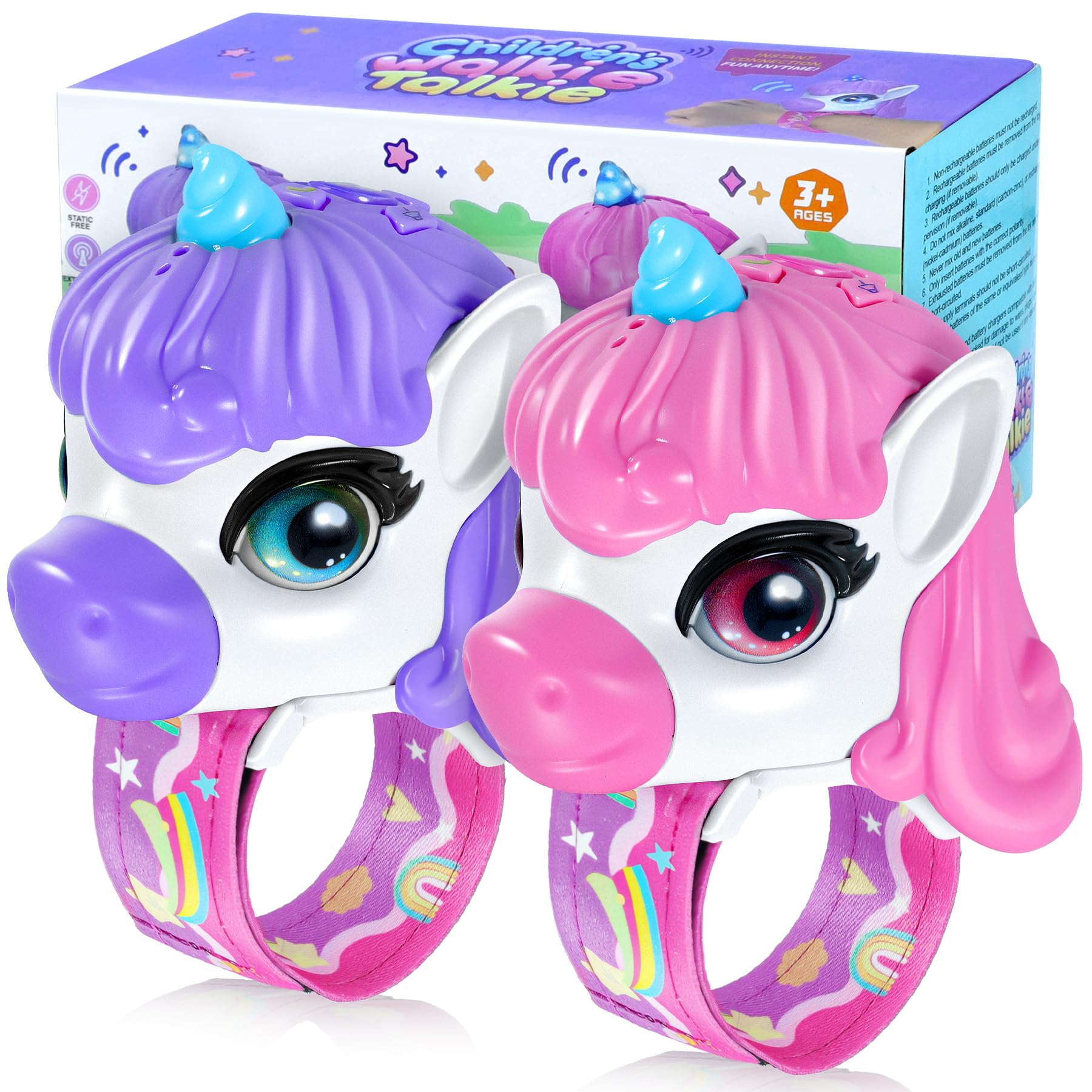 Vvinca Walkie Talkies unicorn design for kids, inviting imaginative play and easy handling.