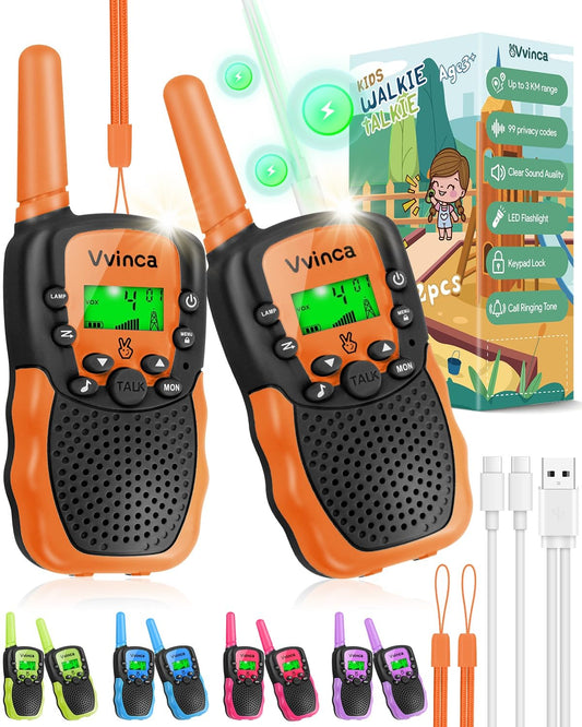 Vvinca walkie-talkies set in gift-ready packaging for easy gifting and safe storage.