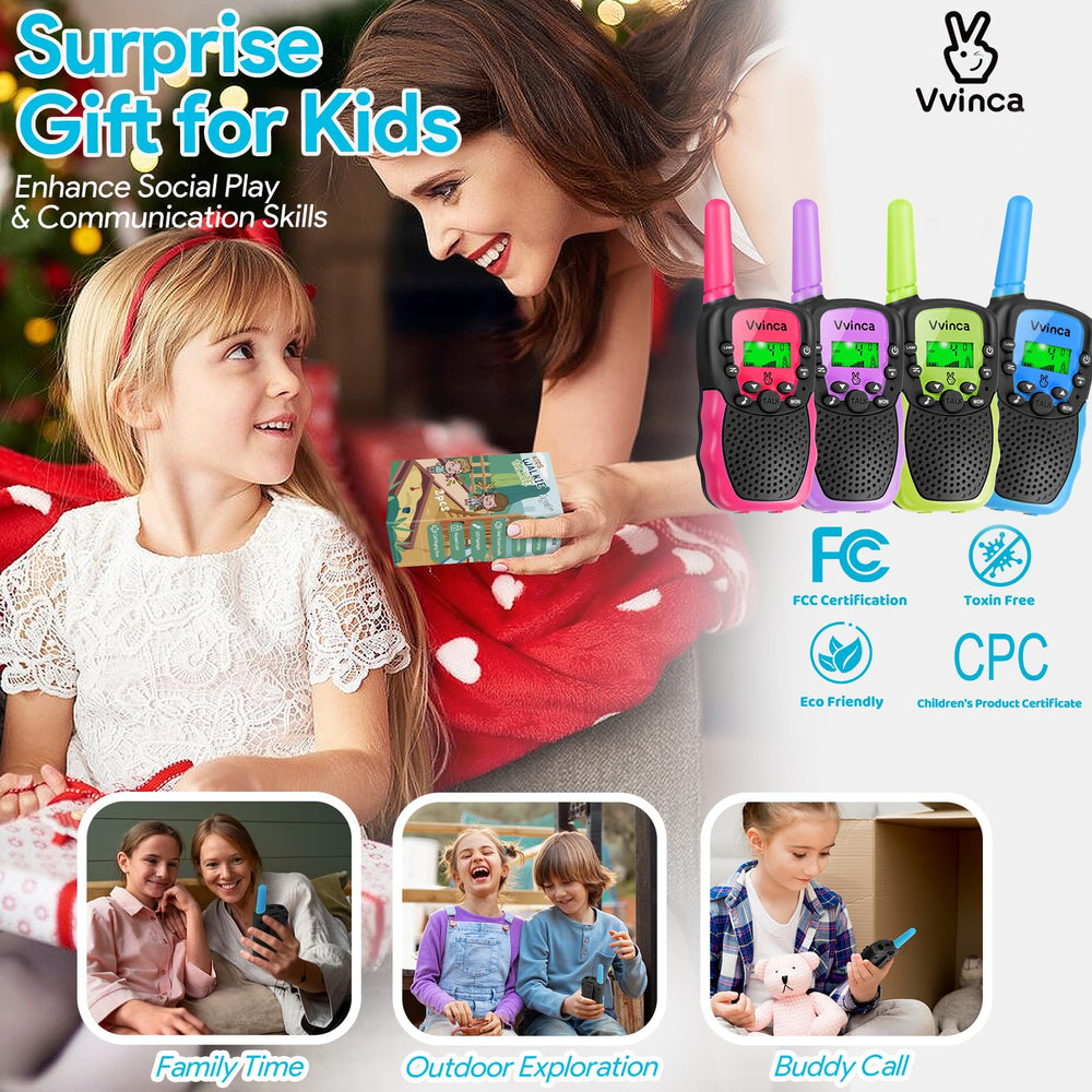 Vvinca walkie talkies USB recharge port for easy power top-up