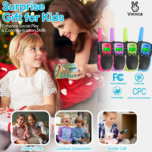 Vvinca walkie talkies USB recharge port for easy power top-up