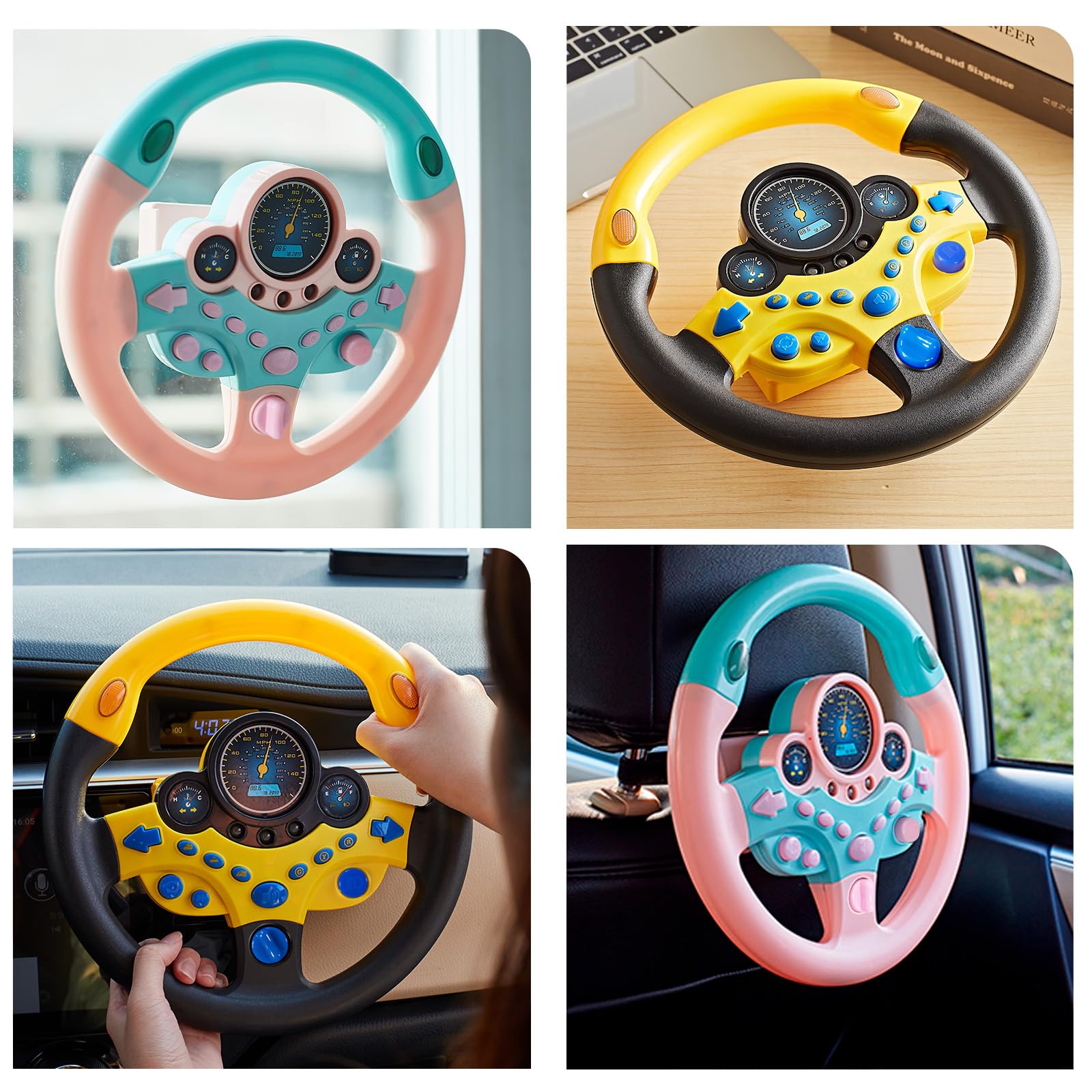VVistch steering wheel attachment options for wall, glass, or car seat backrest