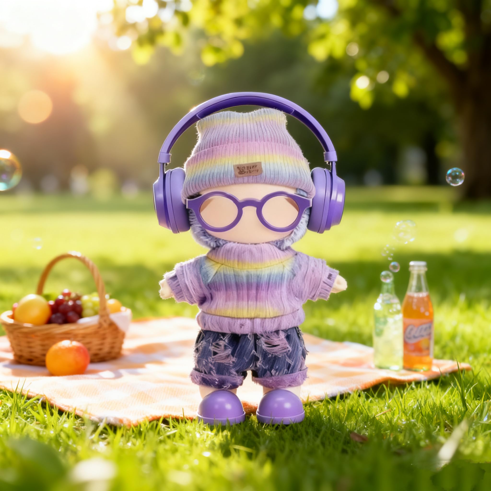 VVQUI 17cm doll clothes accessories: shoes, headphones, and glasses for stylish, durable outfits.