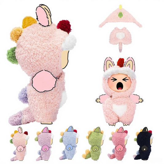 VVQUI 17cm doll dinosaur outfit in light pink for snug, stylish play.