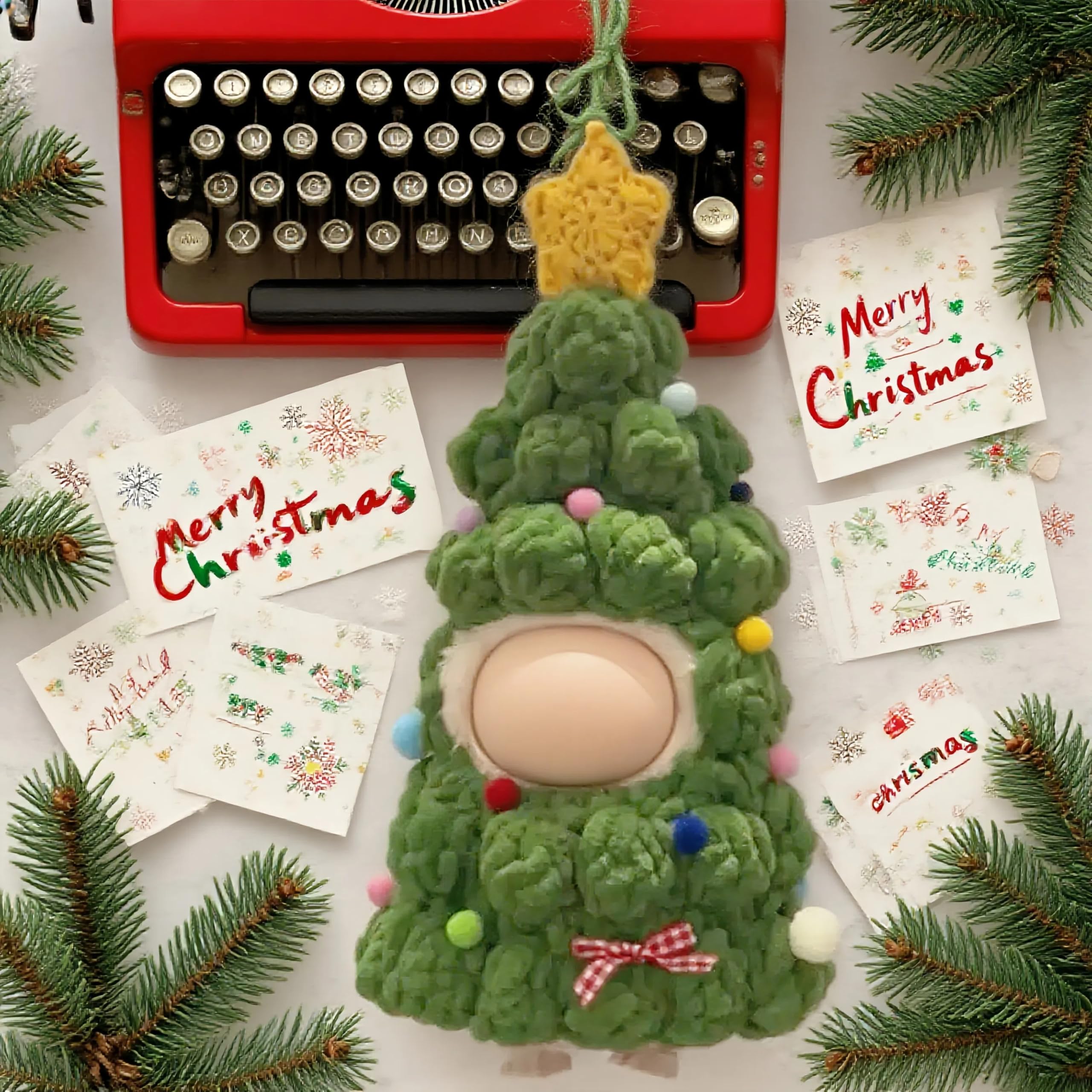 VVQUI 17cm doll wearing tree outfit during holiday photos.
