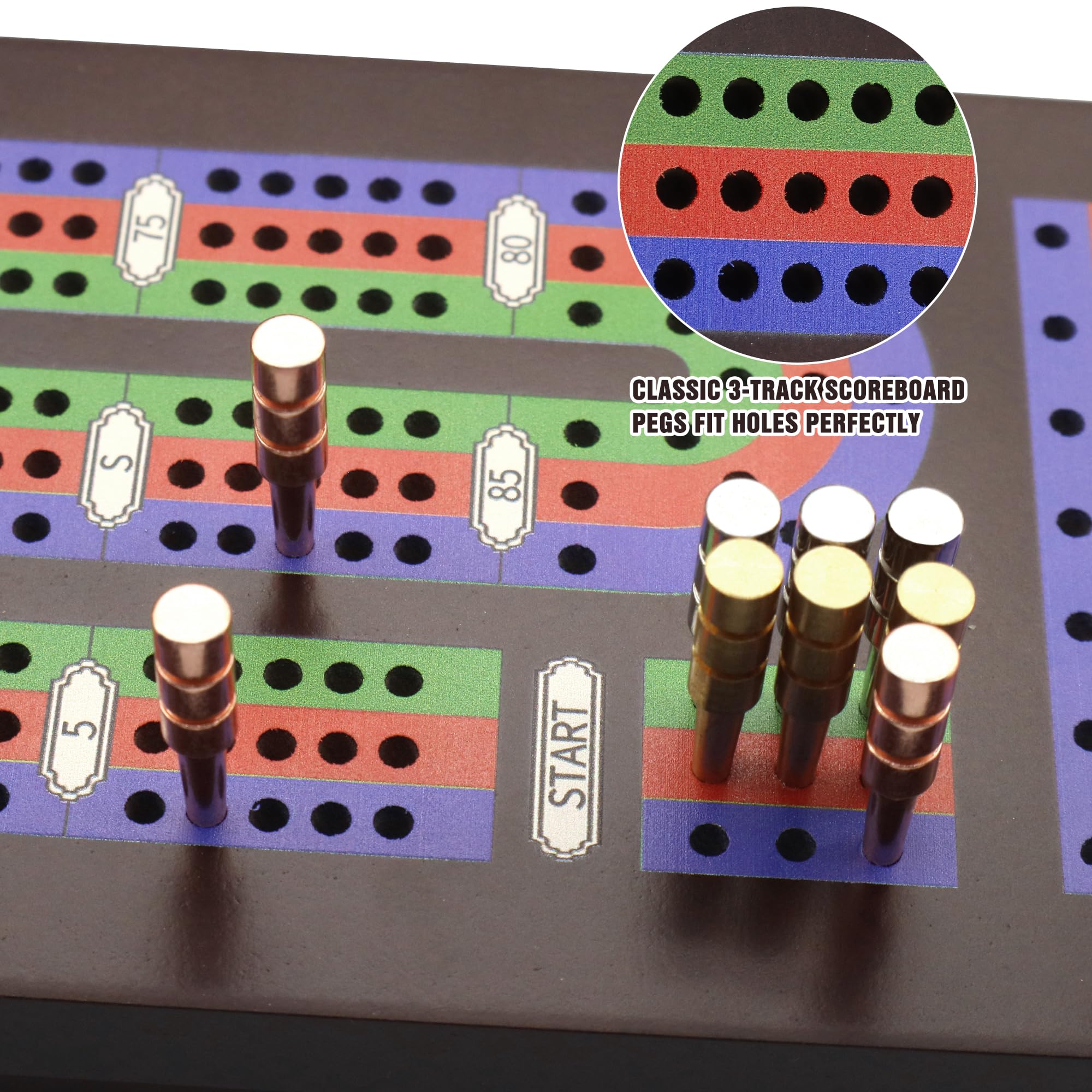 VVSBPL travel-compact cribbage board fits in bags for road trips and vacations