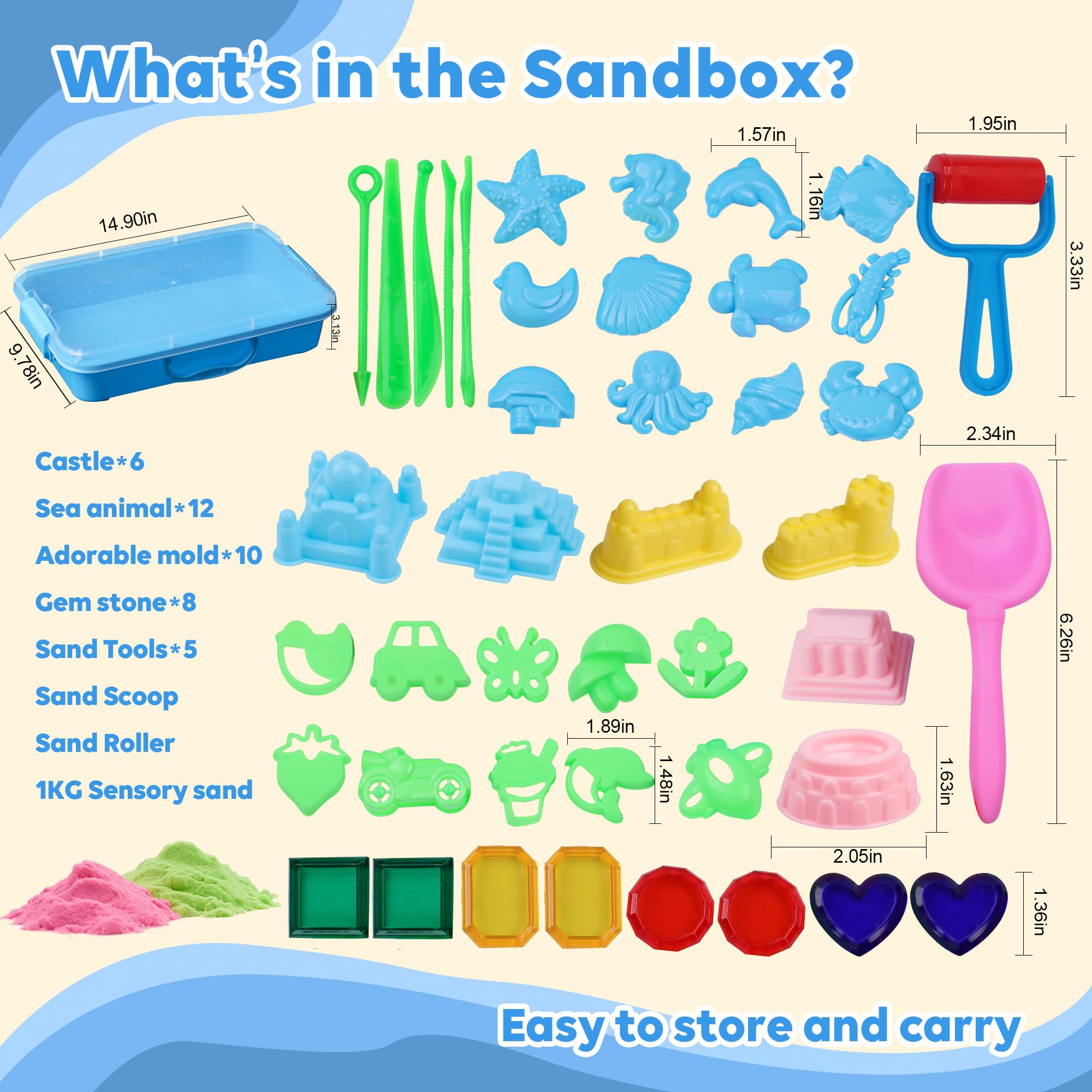 VVSBPL Two-color moldable sand invites tactile exploration and castle building.