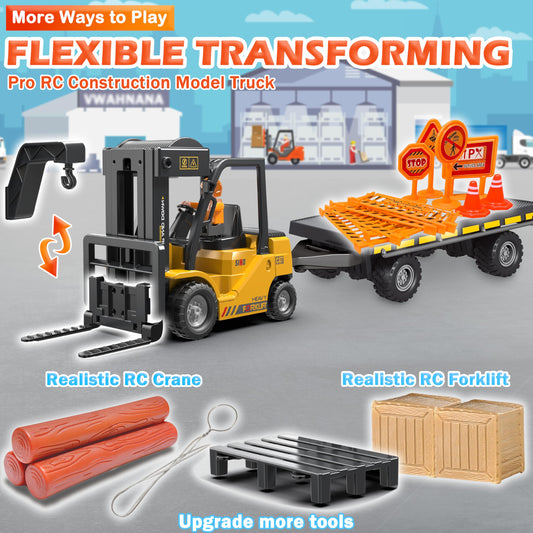 VWAHNANA forklift toy with detachable crane hook supports versatile toy crane play.