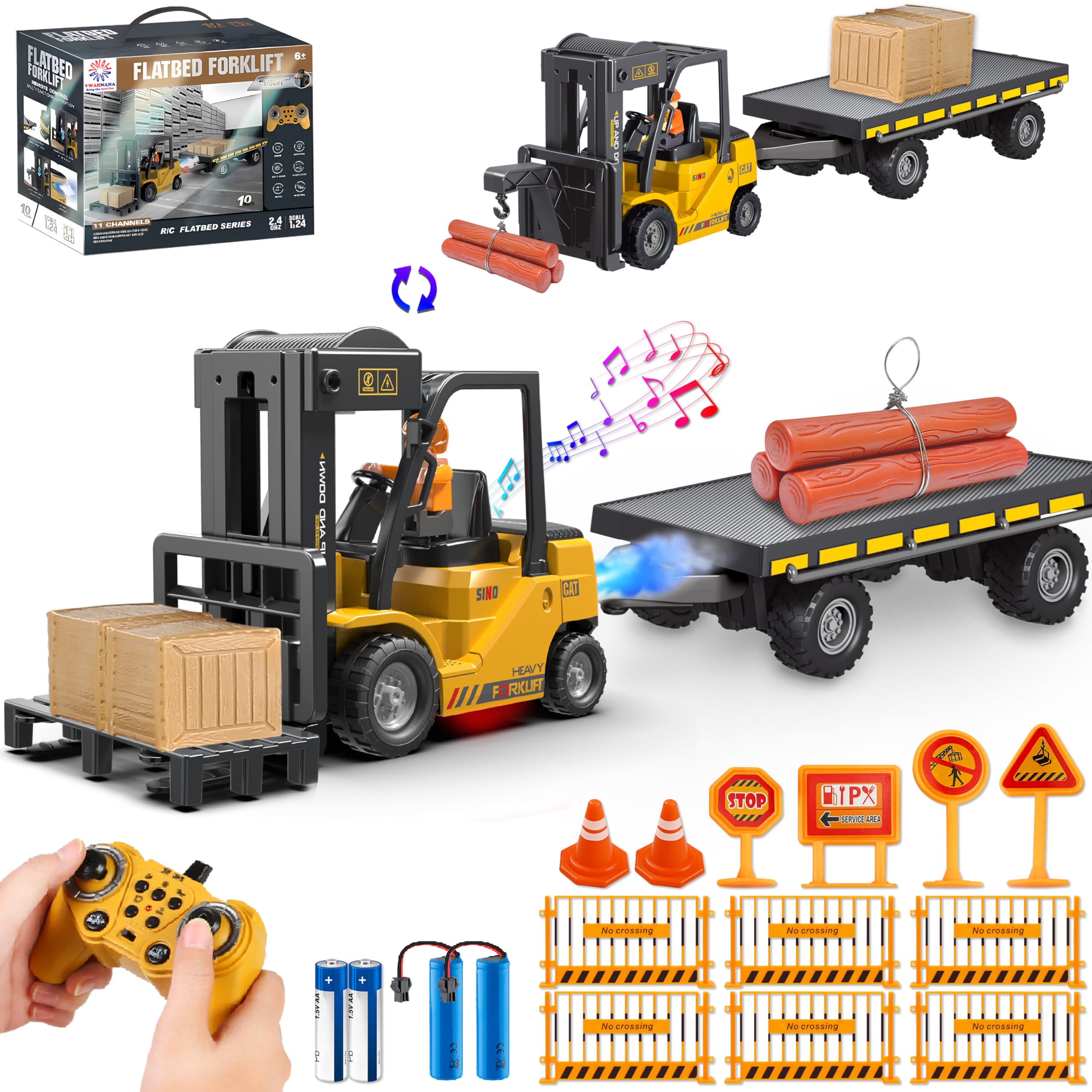 VWAHNANA forklift toy with front fork for realistic loading play and motor skill practice.