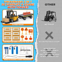 VWAHNANA forklift toy shows water vapor exhaust and lights for immersive pretend work.