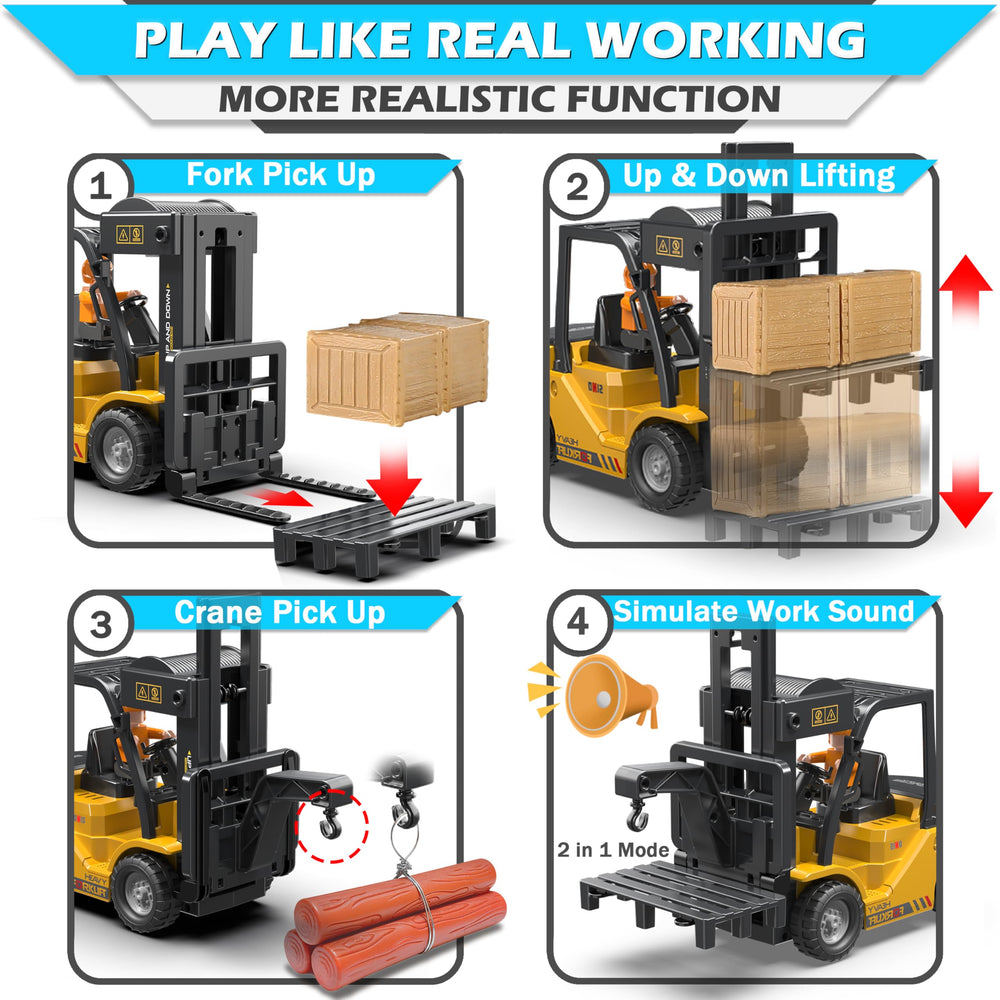 VWAHNANA RC forklift with 2.4GHz remote enables multiplayer fun.