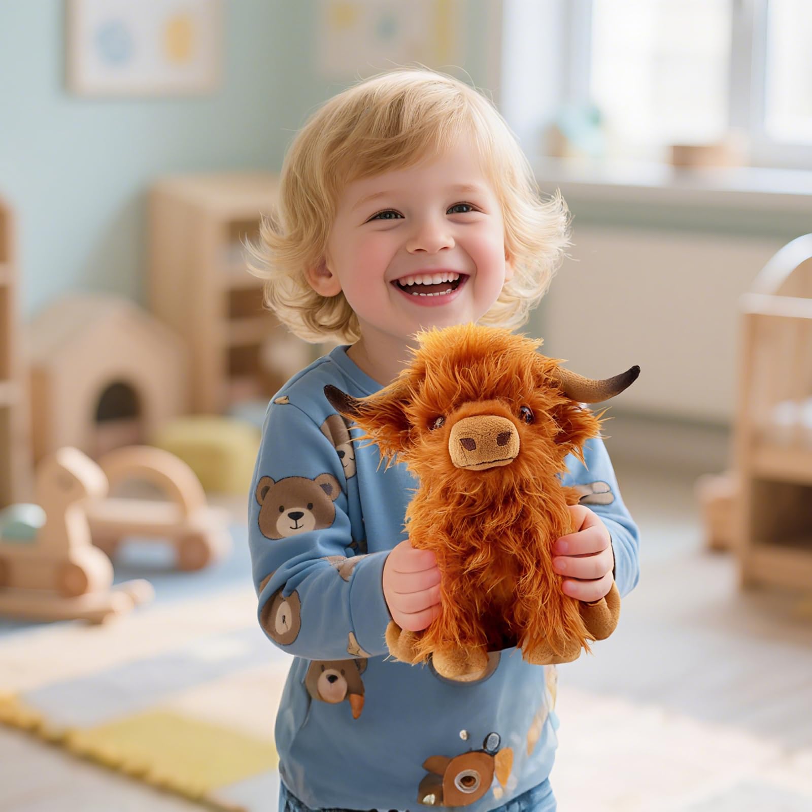 VYRNARA Highland Cow plush suits kids and adults for cozy décor.
