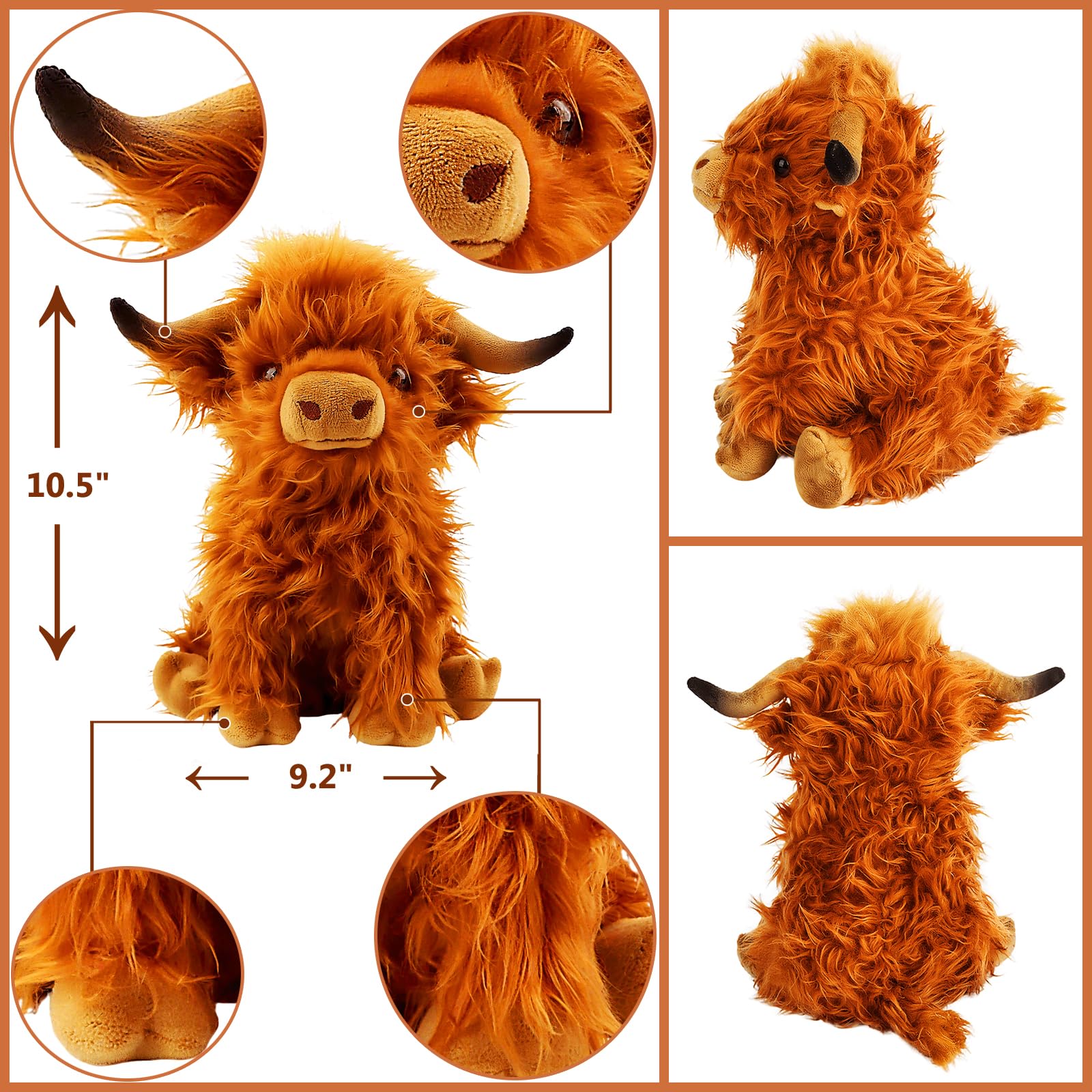 VYRNARA Highland Cow’s lifelike fur texture adds charm to any room.