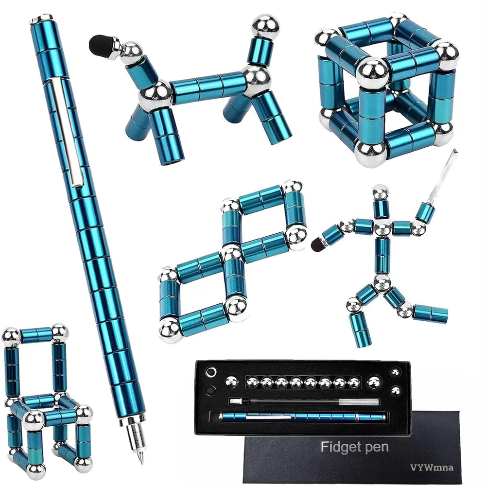 VYWmna fidget pen blue with magnetic deformation for creative sculpture.