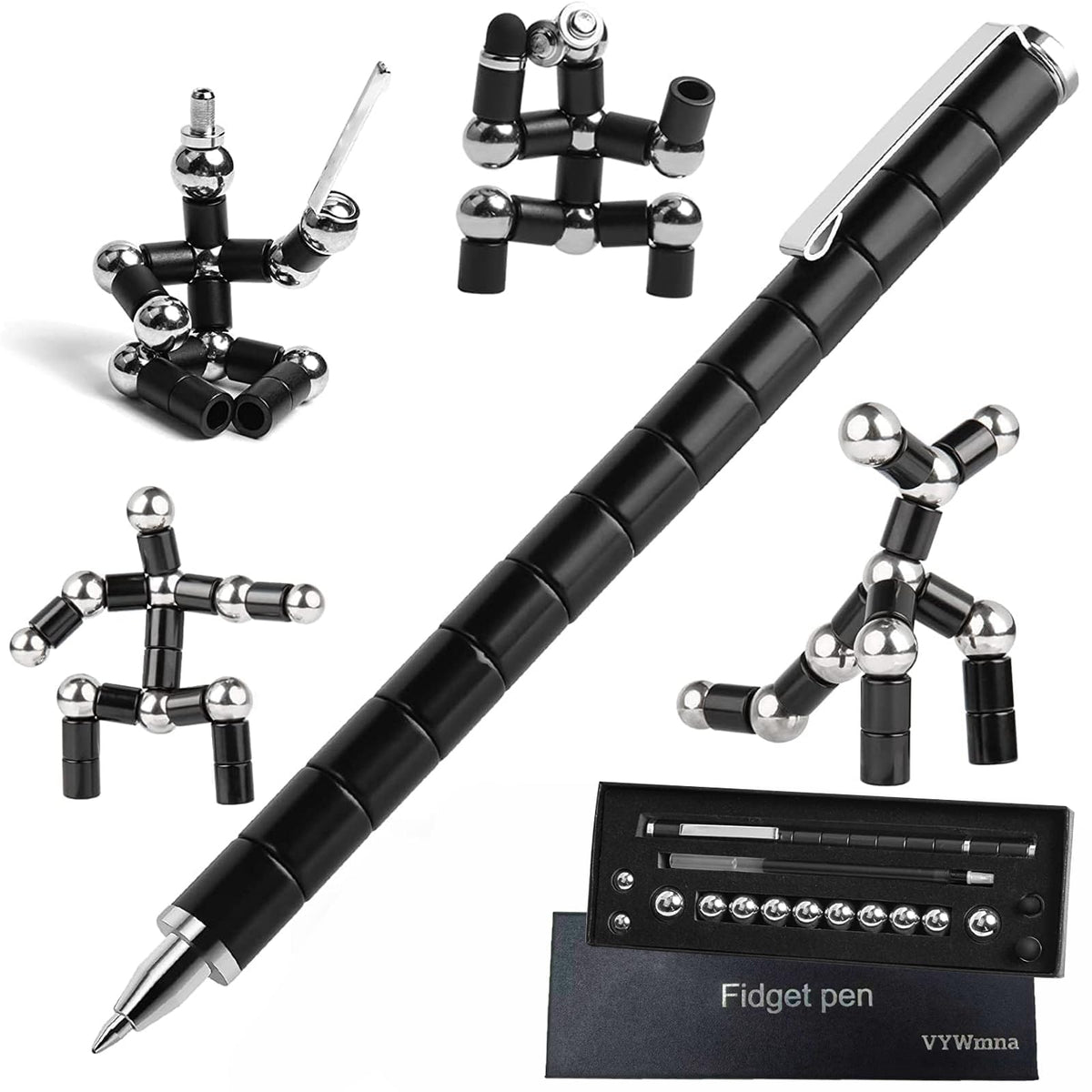 VYWmna fidget pen with magnetic deformation for focused work and tactile relief.