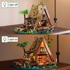 Vziimo A-Frame cabin includes animal figures for a nature scene