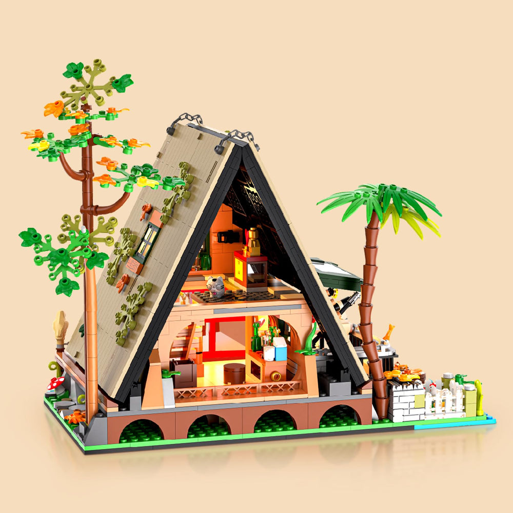 Vziimo A-Frame cabin diorama display great for desk decor