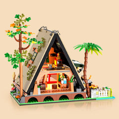 Vziimo A-Frame cabin diorama display great for desk decor