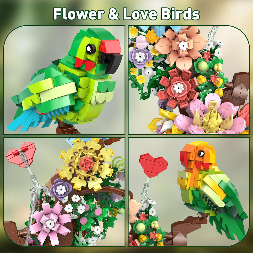 Vziimo Floral Parrot Display Size shown as a compact desk sculpture.